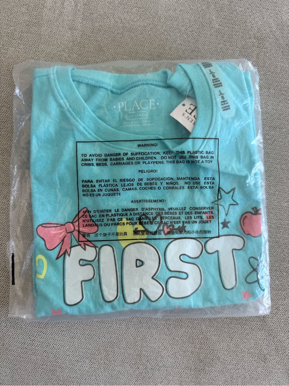 The Children's Place Aqua Graphic 'FIRST' Short Sleeve Tee